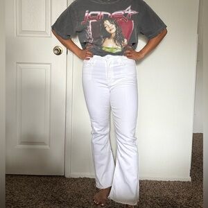 Stitch & Feather Black Denim Elegant White Flare Jeans